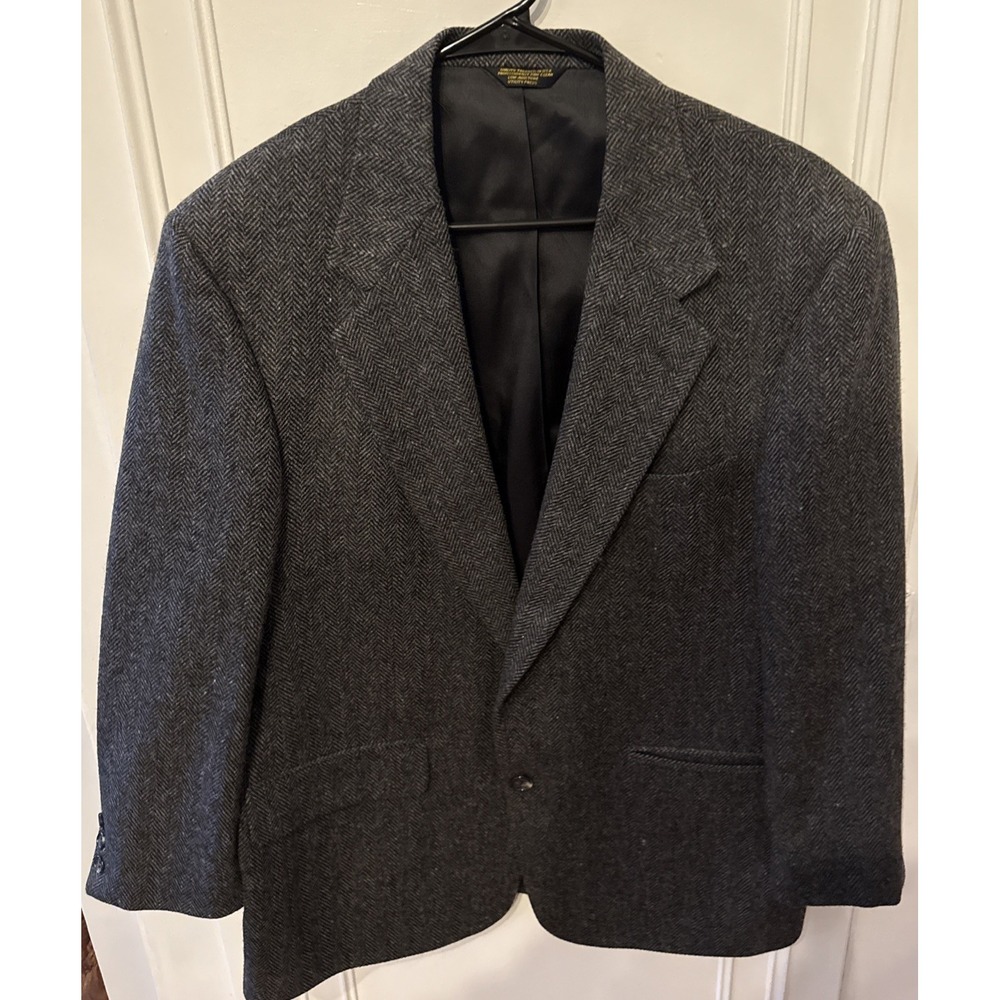 100% Pure Wool Palm Beach Men's Blazer Vintage Union Made 44r Gray